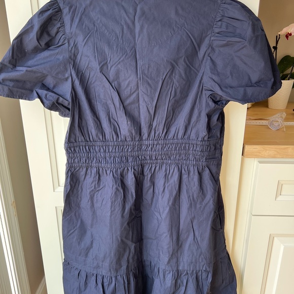 Quince Navy Organic Cotton Tiered Mini Dress NWT - Picture 4 of 4